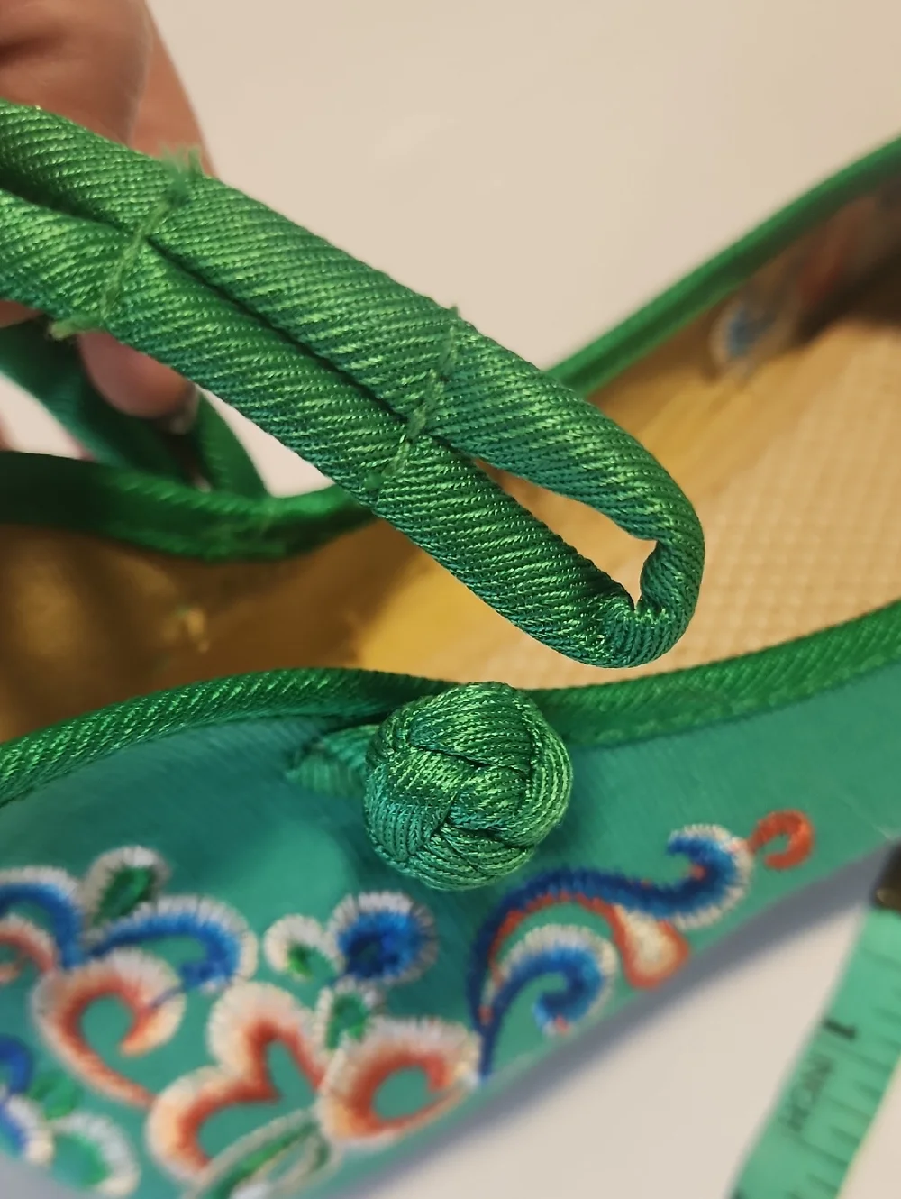 Chinese Embroidered Floral Mary Jane Cotton Loafer Wedge Shoes